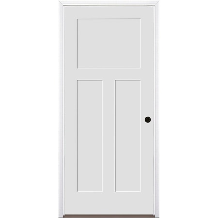 Codel Doors 36"x80"x1-3/4" Primed 3-Panel Mission Interior Shaker 20min Fire Rated 7-1/4" LH Prehung Door 3068134PRI840320MLH15B714